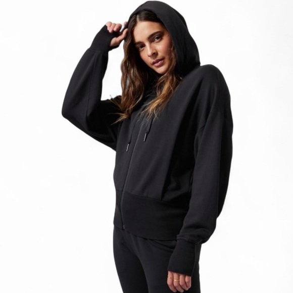 Athleta Black Zip Up Balance Sweatshirt Size L NWT - Picture 2 of 8